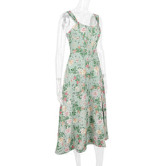 Women Floral Print Long Dress | Corset Dress | Casual Party Dress