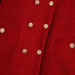 Women Vintage Cherry Red Tweed Blazer
