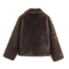 Women Winter Fur Jacket | Long Sleeves | Double-Sided | Thick | Warm Coat | Reversible Jacket