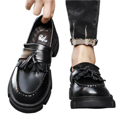 Men Leather Tassel Shoes | Black Loafers | Dress Shoes | Moccasin