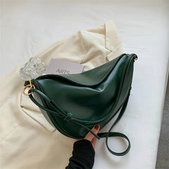 Women Large Capacity Leather Saddle Crossbody Bag