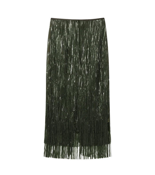 Women Beaded Tassel Long Skirt | Loose | High Waist | Y2K | Party Wear