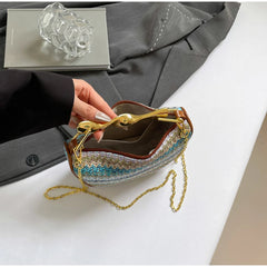 Women Woven Handbag | Rattan Half-Moon | Straw Shoulder Bag | Bucket Bag | Crossbody Bag