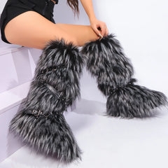 Women Winter Boots | Faux Fur Snow Boots | Warm Long Boots | Plush Over Knee | High Boots | Y2K | Furry Shoes