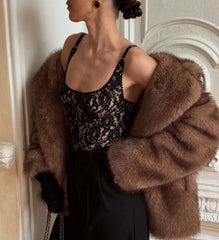 Women Lace See-Through Tank Top | Slim | Cropped Top | Printed Vest