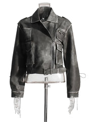 Women Washed Leather Jacket
