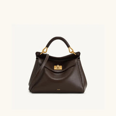 Women Leather Pillow Bag | Lock Clasp Handbag | Small Handbag | Shoulder Bag | Crossbody Bag