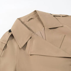 Women Cropped Trench Coat | Long Sleeve | Casual Classic