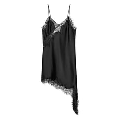 Women Satin Short Sling Dress | Sleeveless | Backless | Asymmetric Party Dress | Summer