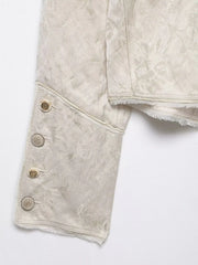Women Napoleon Jacket | Casual Short Coat | Asymmetrical | Double-Breasted | Long Sleeves | Stand Collar Jacket
