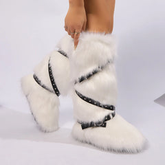 Women Winter Boots | Faux Fur Snow Boots | Warm Long Boots | Plush Over Knee | High Boots | Y2K | Furry Shoes