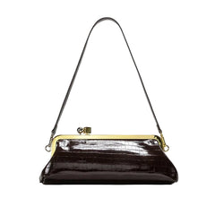 Women Leather Kiss Lock Bag | Long Clutch Bag | Luxury Shoulder Bag | Elegant Party Purse | Underarm Bag