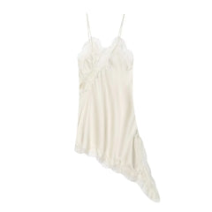 Women Satin Short Sling Dress | Sleeveless | Backless | Asymmetric Party Dress | Summer
