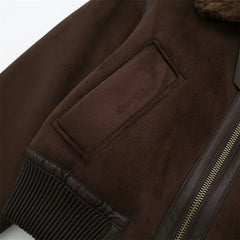 Women Brown Shearling Lined Jacket