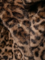 Women Winter Animal Print | Warm Fur Coat | Long Sleeve Lapel Coat | Leopard Print Coat