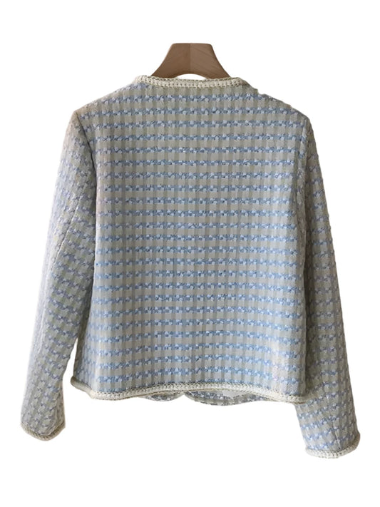 French Vintage Small Tweed Coat Women | Casual Outwear