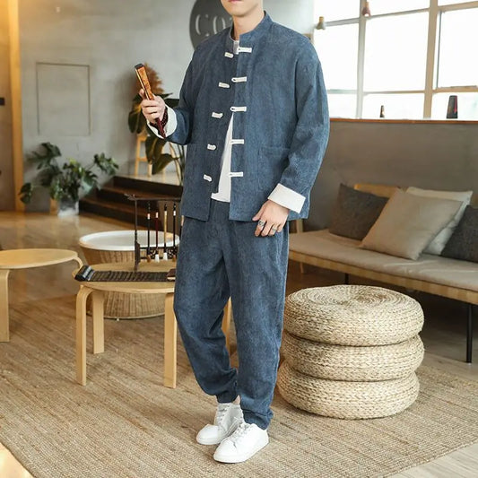 Men Tracksuit | Spring | Corduroy Two-Piece Set | Casual Jacket | Vintage