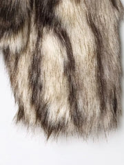 Women Vintage Loose Fur Coat | Stand Collar | Long Sleeve | Winter Furry Warm Coat
