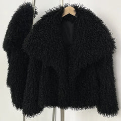 Short Mongolian Fur Coat | Women Luxury Cropped Fur Coat | Warm | Winter