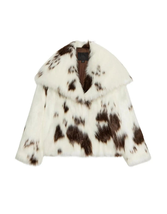 Women Animal Print Plush Coat | Loose | Warm | Thick Fur Jacket