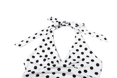 Women Polka Dot Vest | Y2K Lace-Up | Backless | Halter V-Neck | Summer Tank Top
