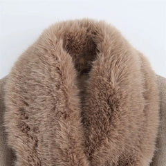 Women Belted Warm Fur Collar Coat | Flip Collar | Winter | Long Coat