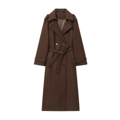 Women Burgundy Overcoat with Belt | Warm Winter Trench Coat