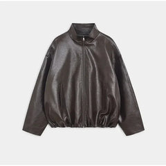 Woman Glossy Leather Two Piece Set | Leather Jacket | Straight Long Leather Skirt | Autumn | Stand Collar Zipper Jacket |