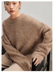 Women Alpaca Sweater | O-Neck | Loose | Knitted Pullover | Winter Sweater