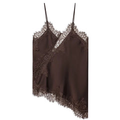 Women Asymmetrical Slip Top | Lace Tank Top | Cami | Y2K | Sleeveless | Backless Camisole