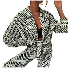 Women Zebra Print 2 Piece Set | Long Sleeve Drop Shoulder Shirt with Wide Leg Pants