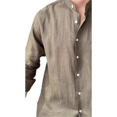 Men Breathable Pure Linen Long Sleeve Business Shirt | Vacation Shirt | Summer Lightweight Shirt