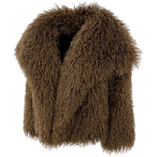 Short Mongolian Fur Coat | Women Luxury Cropped Fur Coat | Warm | Winter
