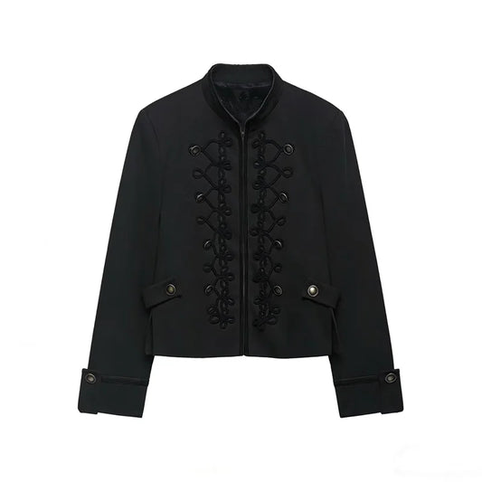 Women Rope Knot Button Jacket | Long Sleeves | Napoleon Jacket