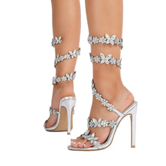 Women Bling Luxury Crystal Butterfly Flower Heels | Gladiator Sandals | Summer High Heels | Wedding Shoes | Sandalias