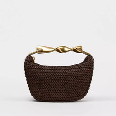 Women Woven Handbag | Rattan Half-Moon | Straw Shoulder Bag | Bucket Bag | Crossbody Bag