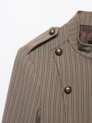 Women Short Coat | Spring | Striped Short Blazer | Long Sleeves | Napoleon Jacket