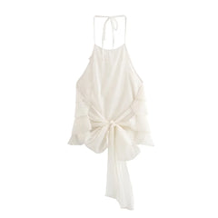 Women Halter Neck Top | Sleeveless | Backless Bow Top | Off Shoulder