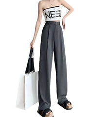 Women Basic Cotton Wide Trousers | Minimalist Loose Casual Office Pants