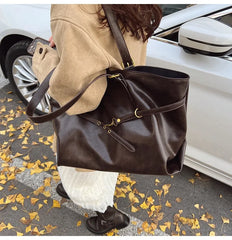 Women Tote Bag | Retro Leather Shoulder Handbag | Y2K Handbag