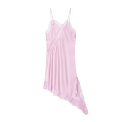 Women Satin Short Sling Dress | Sleeveless | Backless | Asymmetric Party Dress | Summer