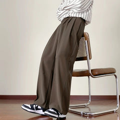 Men Plain Wide Leg Dress Pants | Business Casual Pants | Slim-Fit Trousers