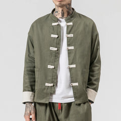 Men Tang Suit Jacket | Linen Top | Long Sleeve