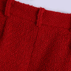 Women Vintage Cherry Red Tweed Blazer