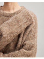 Women Alpaca Sweater | O-Neck | Loose | Knitted Pullover | Winter Sweater