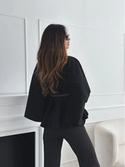 Women Batwing Sleeve Coat | Waist Cinching Poncho | Thick | Warm | Single Buckle
