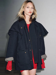 Women Removable Hooded Coat | Loose | Long Jacket | Casual Waterproof Trench Coat | Cape Jacket