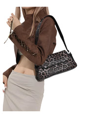 Women Leopard Print Underarm Bag | Cheetah Print Leather Shoulder Bag