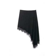 Women Lace Hem Asymmetrical Mini Skirt | Vintage | High Waist