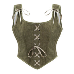 Women Victorian Vintage Corset | Front Lace Up Tank Top | Goth Lace Up Corset